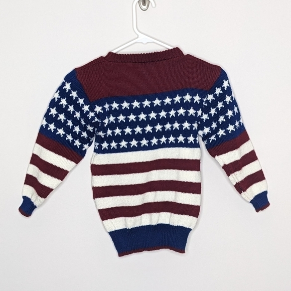 The Maine Mad Hatter Handmade Knit USA Patriotic Flag Sweater 5 - Picture 2 of 5